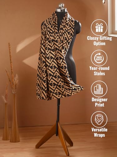 Image of Viscose Scarf for Women | Lightweight & Long | Stole for Women - Stylish Design | Neck Scarf, Hair Scarf, & Head Scarf for Women & Girls | All Season Accessory