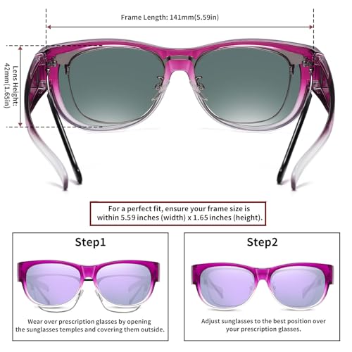Image of HAOLOTA Sunglasses that Fit-Over Glasses Women Polarized, Trendy Cat Eye Sunglasses Wear Over Glasses, UV Protection