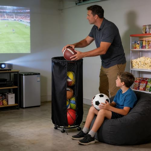 Protector organizador vertical para evitar polvo en soporte de baloncesto de pared de garajes 2