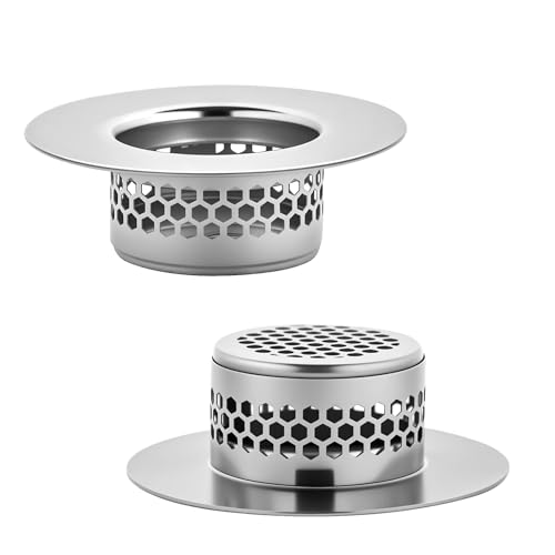 2 Pack Bathroom Sink Drain Strainer, 1.1 Inch Drain Hair Catcher, Bathtub Drain Cover, Drain Screen Sink Strainer for Laundry, Utility, Mop Pool, Fit Hole Size from 1.25 to 1.6 in