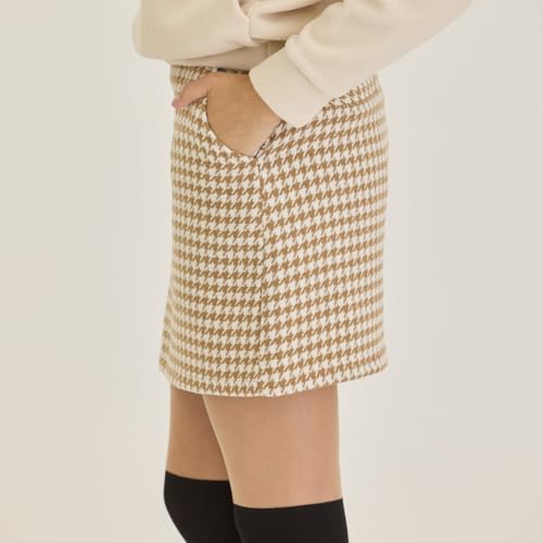 Delsol 7848 ベージュ 千鳥柄布帛スカート