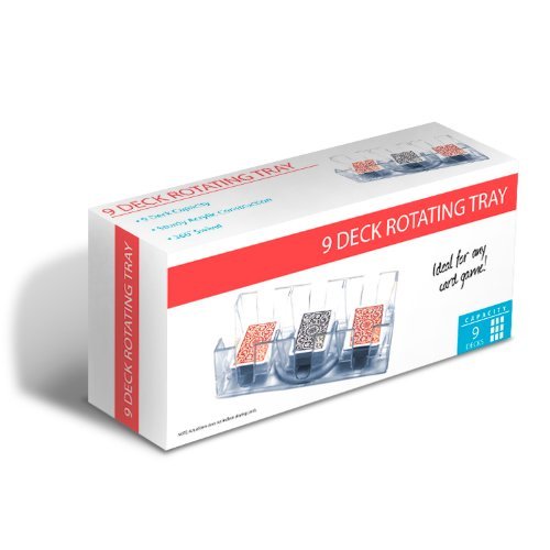 Brybelly Rotating Card Deck Tray | Standard Sized Playing Cards | Rotates In Any Direction | Clear | 9 Deck Tray #TOP3