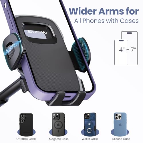 Car Phone Holder, Phone Holders for Your Car Dashboard Windshield, 360° Adjustable (4.8-7") Telescopic Arm, Suction Cup Cell Phone Holder for Truck Cradles Universal Car Mount for All Smartphones by Bivicvvu - Used condition - Image 7