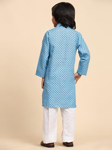 Image of Pro-Ethic Style Developer Boys Silk Floral Kurta Pajama Ethnic Wear Set | Cotton Kurta Pajam