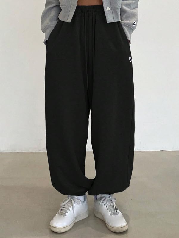 Image of Imsa Moda Women's Loose Fit Track Pants | Polycotton Joggers with Elastic Waistband & Side Pockets | Comfortable Gym, Yoga & Casual Wear Trousers