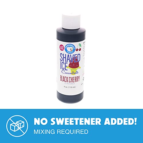 Black Cherry Shaved Ice And Snow Cone Unsweetened Flavor Concentrate 4 Fl Oz Size (Makes 1 Gallon Of Syrup With Sugar And Water Added) #TOP2
