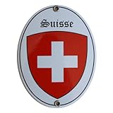  Schweiz Kanton Suisse Emaille Schild 11,5 x 15 cm Emailschild Oval.