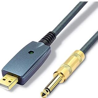 SiYear USB Guitar Cable -USB Interface Male to 6.35mm 1/4" TS Mono Electric Guitar Converter Cable, Guitar Computer Connector Cord Adapter for Instruments Recording Singing Etc(Blue Grey-3M