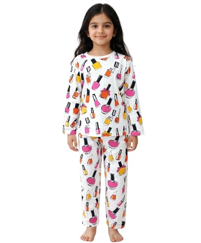 Image of Anthrilo Pure Cotton Printed Pyjama Set for Girls | Sleepwear | Night Suit, Night Wear | Long Sleeves T-Shirt & Pyjama | Regular Wear | 0-14 Years