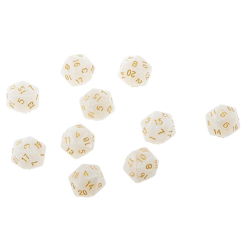 sharprepublic Pack Of 10 Dungeons D&D Role Playing Games Twenty Sided D20(1-20) Dice White