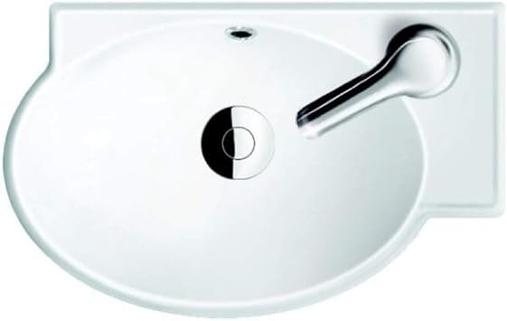001300-U-One Hole Mini Curved Corner Ceramic Wall Mounted/Vessel Sink, White