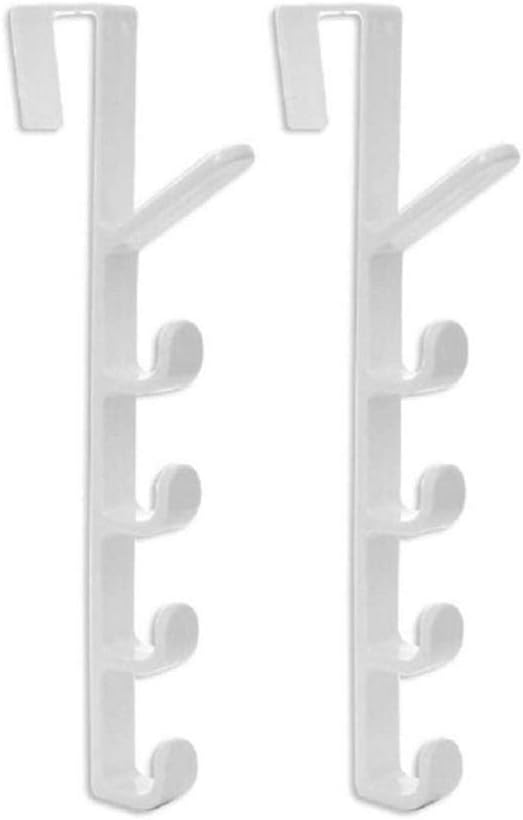 Home Essential 2pcsDoor Hook Rack with 5 Hooks - Ideal for Hanging Backpacks, Handbags, Clothes, Coats and More