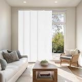 CHICOLOGY Panel Track Sliding Door Blinds, Embossed Textured Weave Fabric Vertical Blinds & Room Divider, Light Filtering Porcelain, Adjustable W 46-86 in, Trimmable H up to 96 in