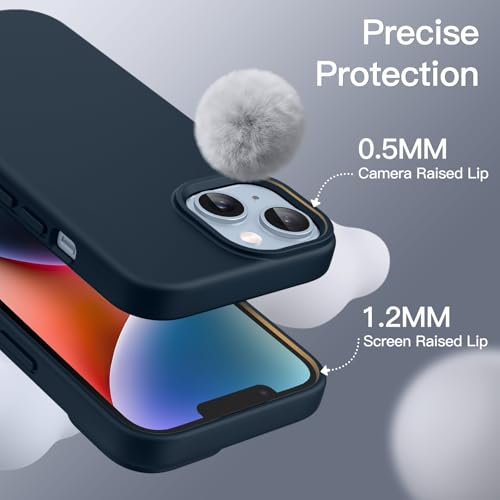 Image of JETech Silicone Cover Case for iPhone 14 6.1-Inch, Silky-Soft Touch Full-Body Protective Phone Case, Shockproof Cover with Microfiber Lining (Navy)