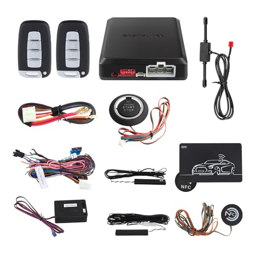 EASYGUARD EC002-K-NS Intelligent car Alarm kit with Passive keyless Entry Automatically Lock Unlock car Door Remote Start Push Start and Touch Password Entry Shock Sensor