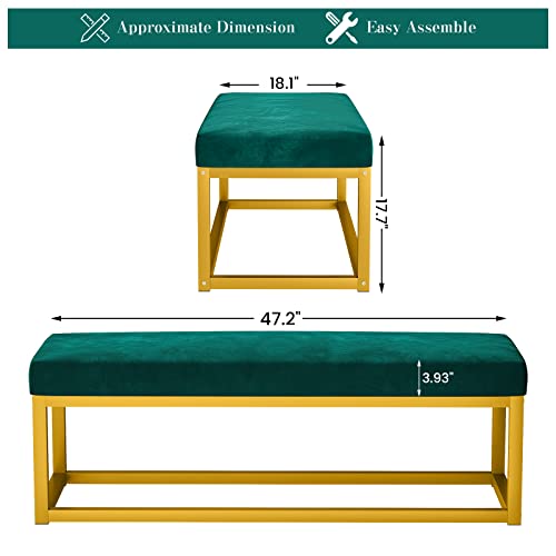 Lamerge Velvet Bench,Modern Upholstered Entryway Bench Bedside Bench, Dining Long Bench With Golden Metal Frame,Perfect For Dressing Room,Living Room,Hallway,Bedroom And So On,Emerald (Lvb-E) #TOP1