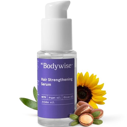 Be Bodywise Hair Strengthening Serum 50ml | For Dry & Damaged Hair | With Argan, Sunflower & Olive Oil | Paraben, SLS Free