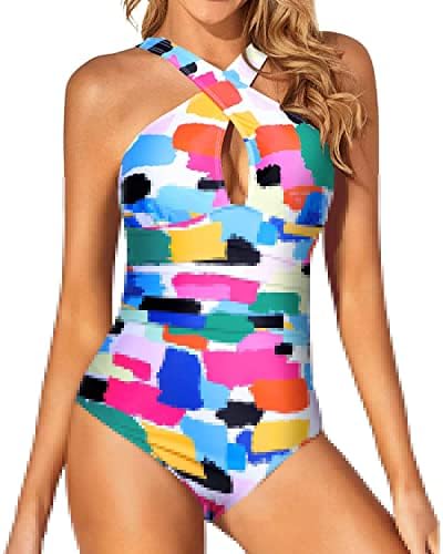 Tempt Me Women One Piece Swimsuits Front Cross Keyhole Tummy Control Backless Bathing Suit Tempt Me Women One Piece Swimsuits Front Cross Keyhole Tummy Control Backless Bathing Suit