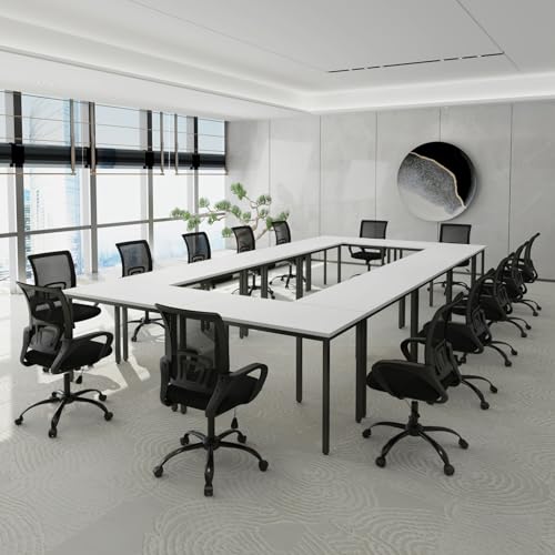 Bonzy Home 23FT Conference Table, 10 pcs, White