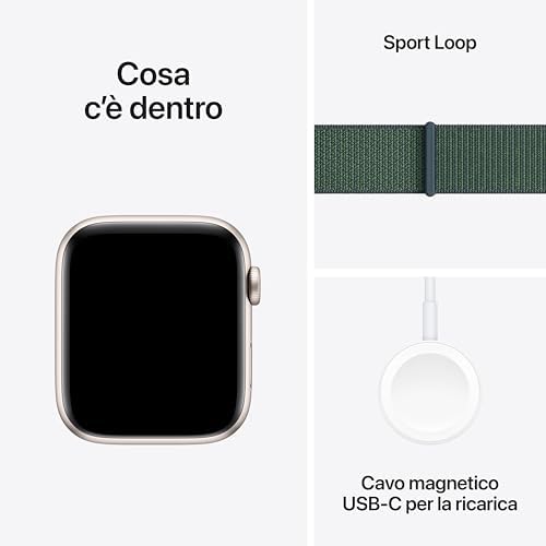 APPLE WATCH SE GPS + CELLULAR 44MM STARLIGHT ALUMINIUM CASE WITH LAKE GREEN SPORT LOOP