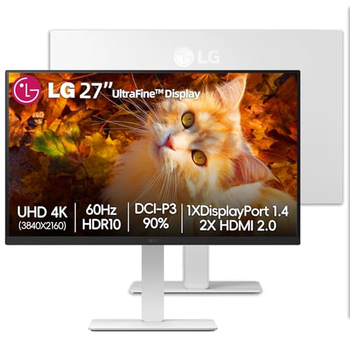 Image of LG 27 inch UltraFine UHD (3840 x 2160) 4K, IPS Monitor, HDR10, 90% DCI-P3, Dynamic Action Sync, Black Stabilizer & Flicker Safe, VESA Mountable, DisplayPort & HDMI, Tilt /Height /Swivel /Pivot Adjustable