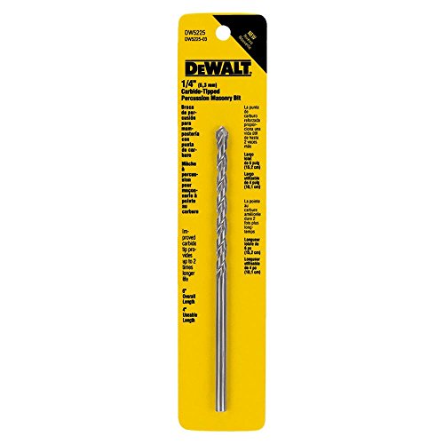 DeWalt DW5225 1/4 x 6 Premium Percussion Rock Carbide-Tipped Hammer Drill Bit Silver
