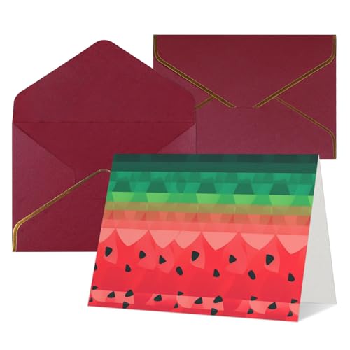 QMNSEHF 封筒付きブランクグリーティングカード Thank YouCard グラデーション スイカ Happy Birthdayカード 女性用 男性用 クリスマス ハロウィン 結婚式 ブランク ノートカード あらゆる機会のグリーティングカード 4x6