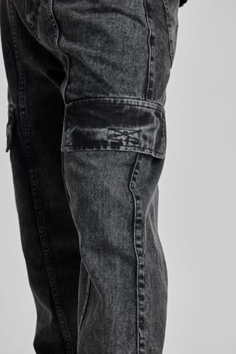 Image of SNITCH Charcoal Grey Multi Pocket Regular Fit Cargo Jeans