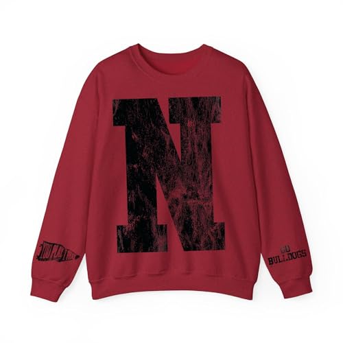 Custom #1 Fan Sweatshirt Sports Sweater Personalized Football Team Number Crew Neck Customize Vintage Letter Shirt Print Game Day T Shirt Retro Gift for Cheer Girls Mom Teen Unisex Varsity Sports Fan3