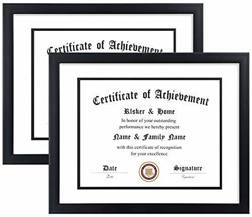 ELSKER&HOME 8.5x11 Diploma Frame Black with White Mat Black Rim 2Pack