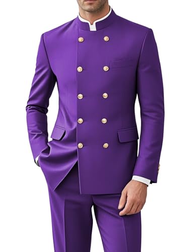 Men Pieces Chinese Tunic Suit Mandarin Collar Suits for Men Gold