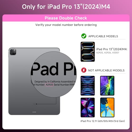 Image of Transparent Case with Keyboard for iPad Pro 13 inch (M5 /M4, 2025 /2024), iPad Pro 13,7-Color Backlit,Magic Wireless Keyboard, 360Rotating,Multi-Touch trackpad,Pencil Holder,with Shortcuts,Pink