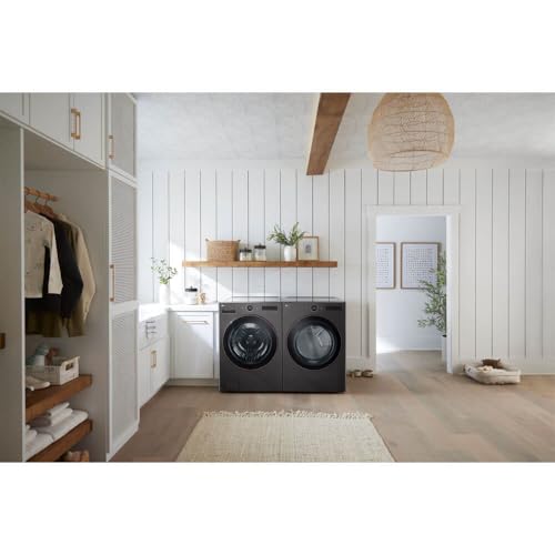 Image of LG WM6700HBA 5.0 Cu. Ft. Black Steel Front Load HE Stackable Smart Washer