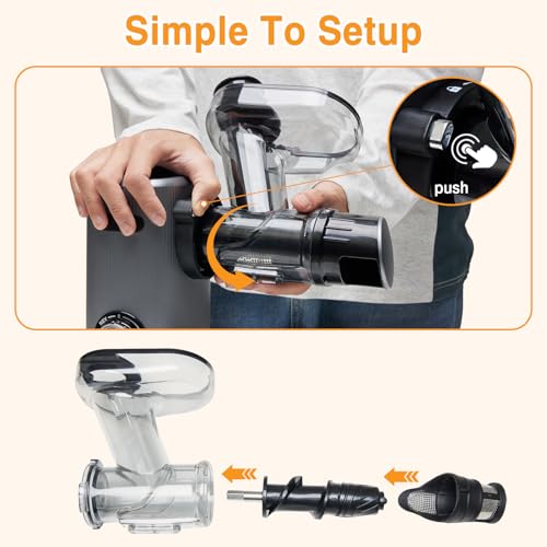 Image of NEWBULIG Cold Press Juicer, Slow Masticating with 5.9 inch Feed Chute | Reverse Function, Dishwasher-Safe, BPA-Free, High Juice Yield, for Whole Vegetables & Fruits, Silver