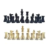 Contenu : 1 jeu de 32 pièces d'échecs, dont 16 blanches et 16 marron. Hauteur du roi : 9,5 cm, diamètre de la base : 3,7 cm.