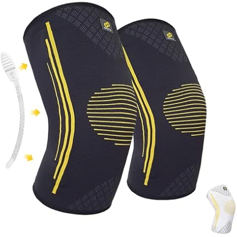 Bracoo 2 Pack Knee Brace for Women Men, Compression Sleeve Support with Side Stabilizers, for Pain Relief, Meniscus Tear, Injury Recovery, Weightlifting, Running, Workout, KE92 Cover