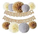 Herzlich Willkommen Girlande Willkommen Zuhause Banner fur Familie Freunde Kollegin 10 Stück Welcome Back Dekoration Herzlich Willkommen Zuhause Baby Wiederverwendbare Welcome Home Girlande Pompons