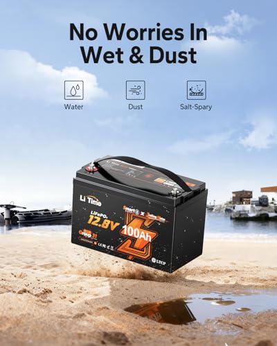 Image of Litime 12V 100Ah Trolling Motors LiFePO4 Battery (Group 31), 12 Volt Bluetooth Lithium Batteries, Max. 15000 Deep Cycles, 100A BMS, Low-Temp Protection for Marine, Boat, Yacht, RV, Solar (4-Pack)