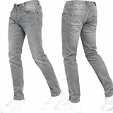 Crosshatch Stretch Slim Fit Jeans Mens Denim Designer Trousers Pants Light Grey 34W X 32L