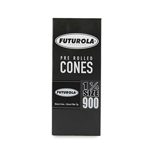 Futurola Pre Rolled Cones Bulk Unrefined 84Mm Super Thin 1 1/4 Pre Rolled Cones - Classic White (900Ct) 26Mm Filter Tip - Bulk Rolling Papers With Filters - Rolling Cones - Cones With Pre Rolled Tips #TOP1