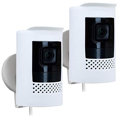 Silicone Skin Case Cover Sun Glare, UV & Weather Protection Skins Cover Compatible for All-New Ring Stick Up Cam Wired - White (2 Pack) Cover