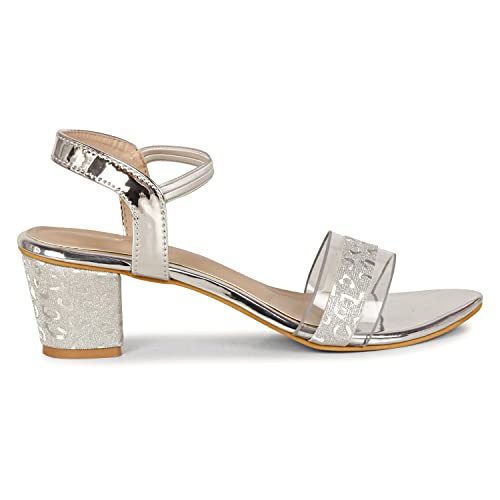 Image of Smart & Sleek Transparent Block Heels Sandals for Women & Girls-AB55