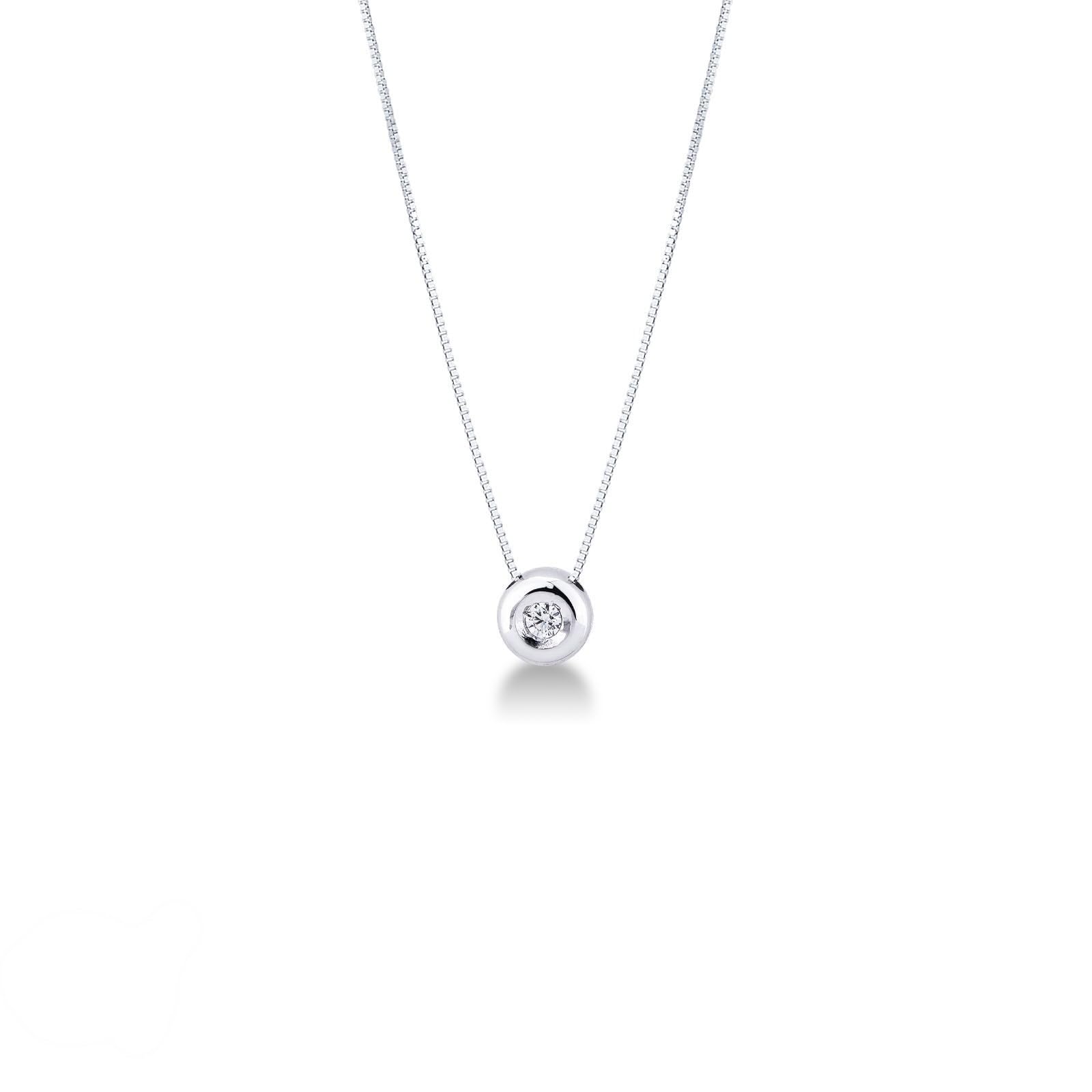 Collana punto luce grande in oro bianco 18k con diamante