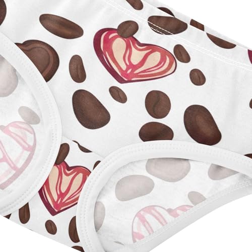 Heart Chocolates Coffee Beans White Toddler Underwear Custom 2t Cotton Panties for Girl Fun Print Underpants Briefs4