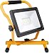 Produktbild goobay 49982 LED-Baustellenstrahler mit Standfuß, für Innen- & Außeneinsatz, Metall-Bodenständer, kalt-weißes Licht, 30 Watt, Gelb