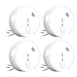 Andyssey GS517A Wired Smoke Alarm Mains powered, Interlinked Mains Smoke Detector 1 Year Replaceable Battery Back-up, Fire Alarm with Silence Button, EN 14604 Standard (4-PACK)