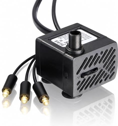Image of Submersible Fountain Aquarium Pond Spare Replacement Water Pump with LED light | Mini Water Fountain Pump for Fountains & Aquarium /Fish Tank Water Pump (3 led pump - Qty 1)