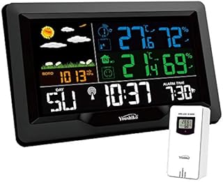 Youshiko YC9442 ( Official 2023 UK Version ) Wireless Weather Station, Radio Controlled Clock , Indoor Outdoor Temperature Thermometer, Humidity, Barometric Pressure, Ice Alert