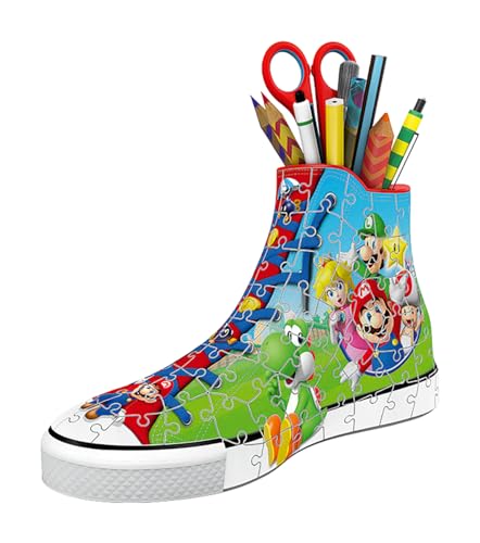 Ravensburger - Puzzle 3D Sneaker - Super Mario - Pot à Crayons - A partir de 8 Ans - 108 pièces numérotées à Assembler sans Colle - Accessoires Inclus - 11267