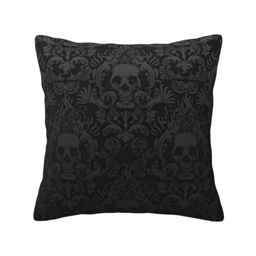 Evengigy Housse de coussin gothique imprimée tête de mort en papier peint 40 x 40 cm
